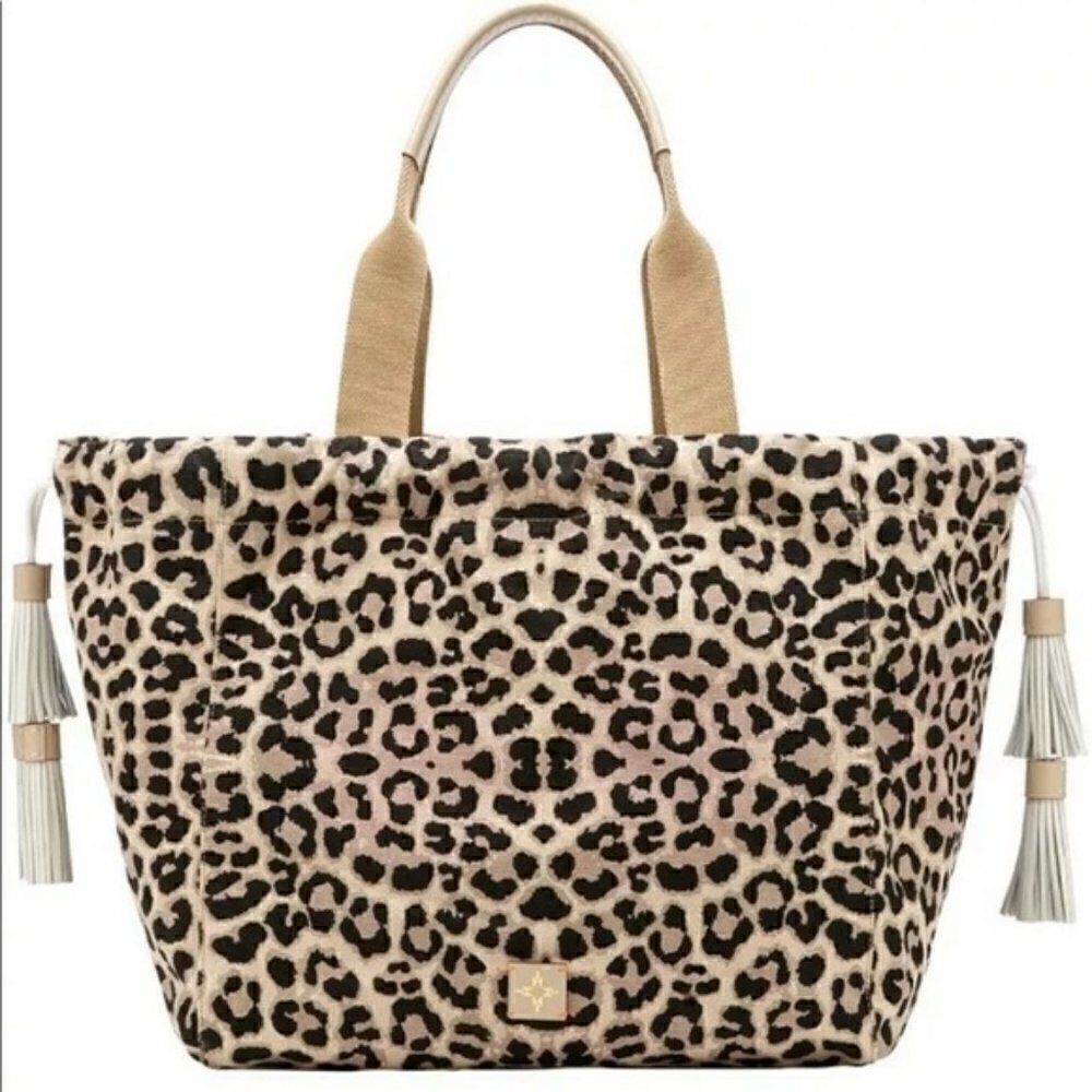 India Hicks Fortune Tote - Sleeping Leopard - New